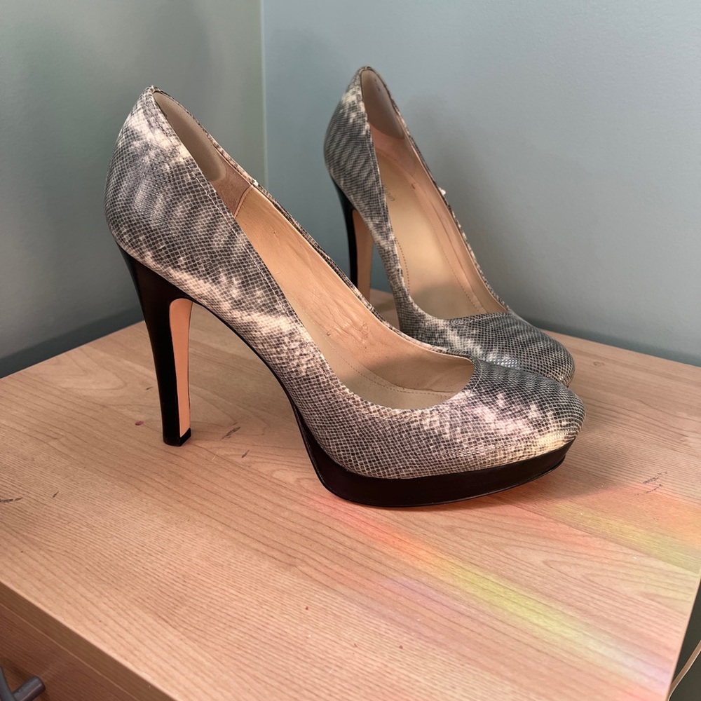 Calvin Klein Gray Snakeskin Heels